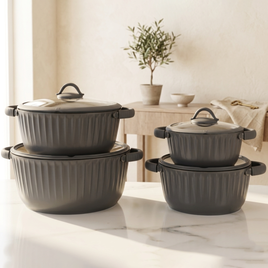 Cooking Pot With Glass Lid Set 4 Pcs